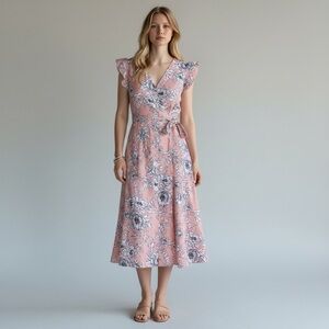 Tommy Hilfiger Floral Wrap Midi Dress – Size 12